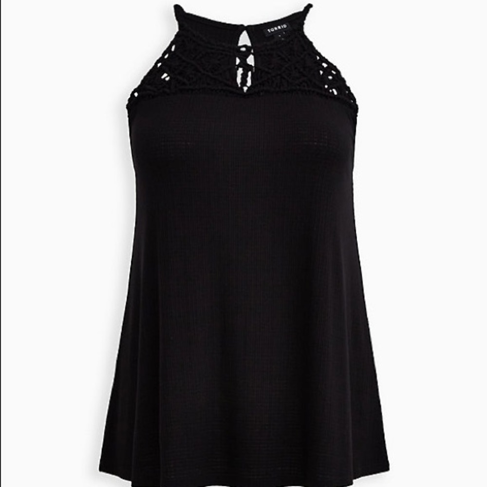 BNWT TORRID BLACK HIGH NECK MACRAME TANK